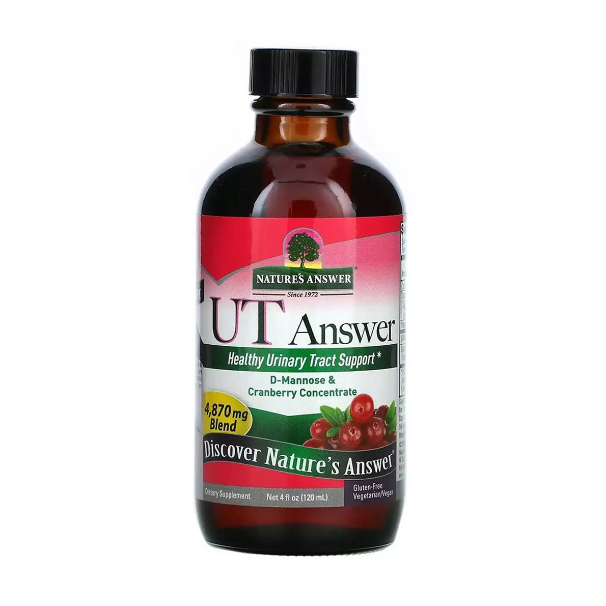 D-манноза з журавлиною Nature's Answer D-Mannose &amp; Cranberry Concentrate в рідині, 4870 мг, 120 мл