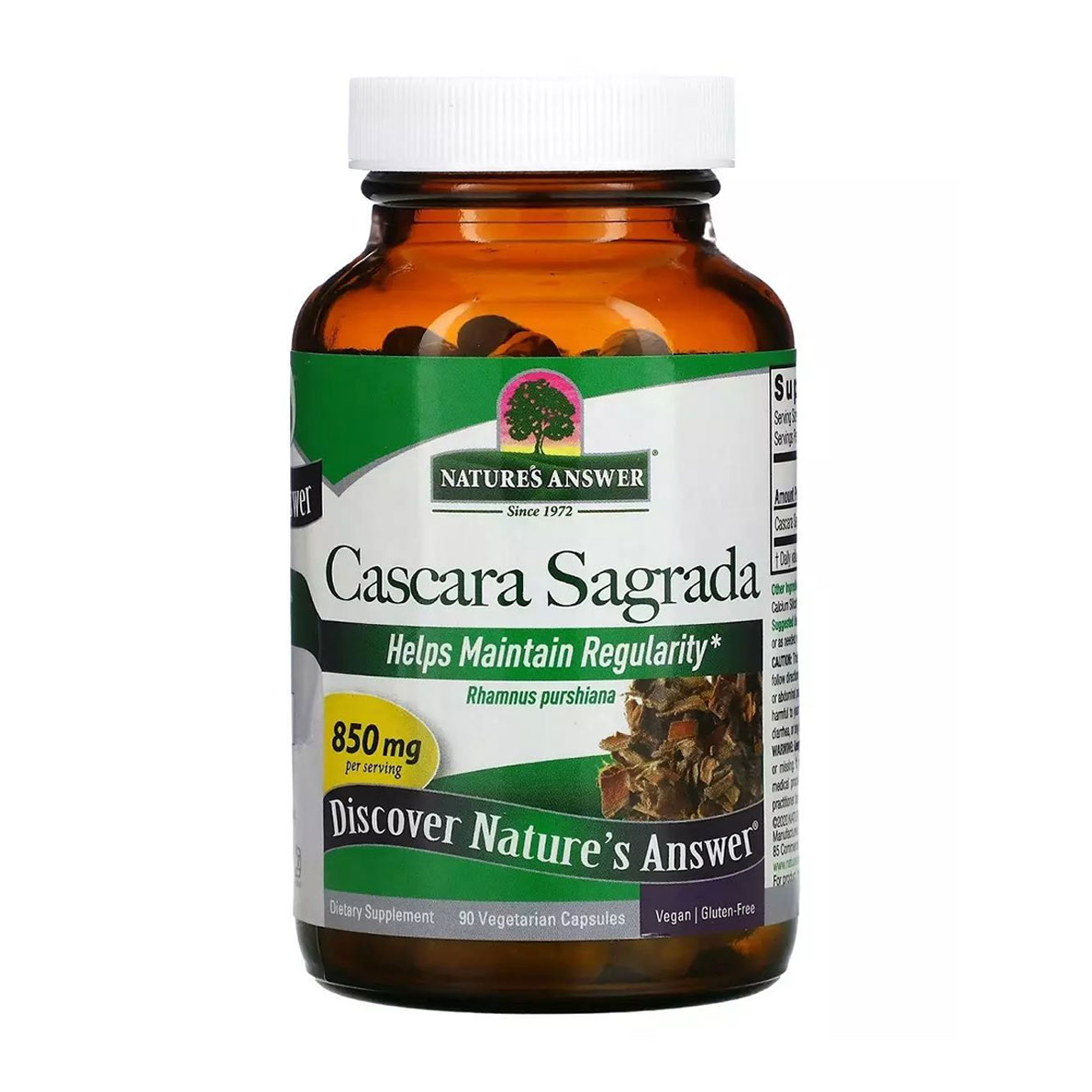 Каскара саграда Nature's Answer Cascara Sagrada, 850 мг, 90 вегетаріанських капсул