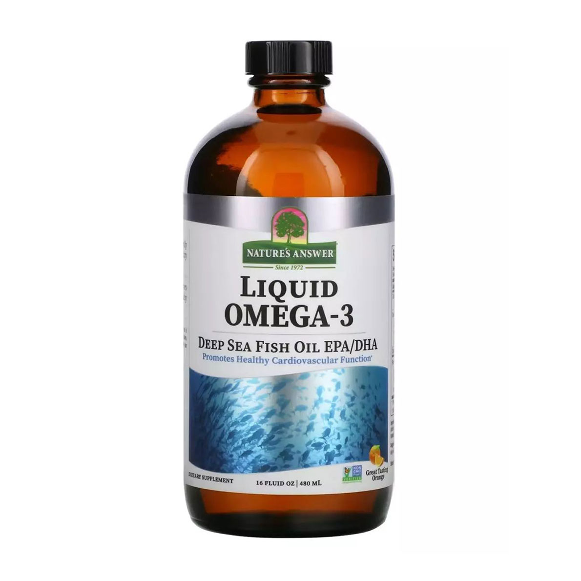Омега-3 Nature's Answer Liquid Omega-3 Deep Sea Fish Oil EPA/DHA зі смаком апельсину, в рідині, 480 мл